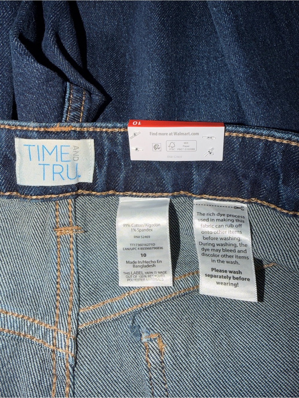 NWT Time and Tru High Rise Wide Leg Jeans Dark Wash Size 10 - Picture 7 of 9